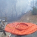 Enhanced bushfire management team hosing flames with Bouy Wall at Ku-ring-gai Chase National Park