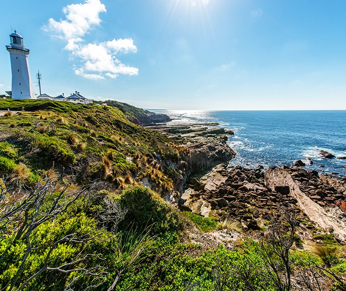 Green Cape Lighthouse on headland at Beowa National Park, formerly known as Ben Boyd National Park
