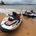 Jet-skis mounted with high-tech echosounder and GPS equipment for hydrographic surveys at Narrabeen Beach, Sydney. 