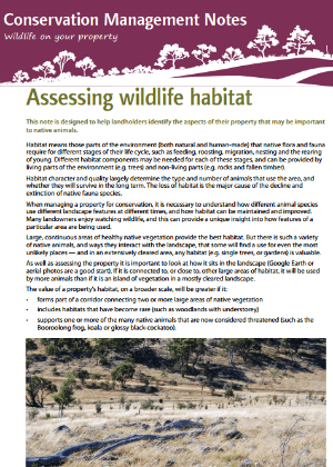 Assessing wildlife habitat: Conservation management notes cover