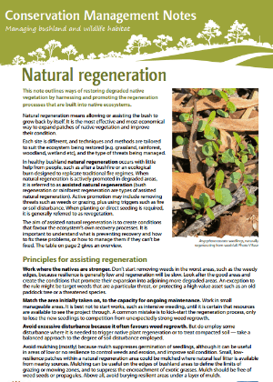 Natural regeneration: Conservation management notes cover