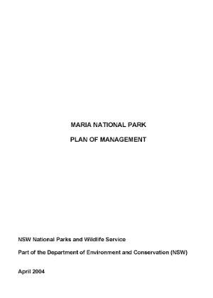 Maria National Park Plan of Management cover