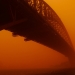 Sydney harbour bridge in Sydney red dust storm