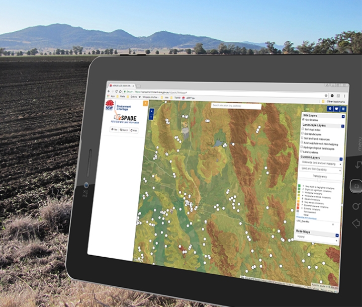 eSpade application displayed on a tablet in the field