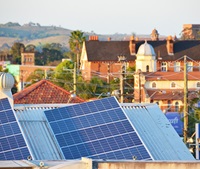 Lismore city roofline with solar panels