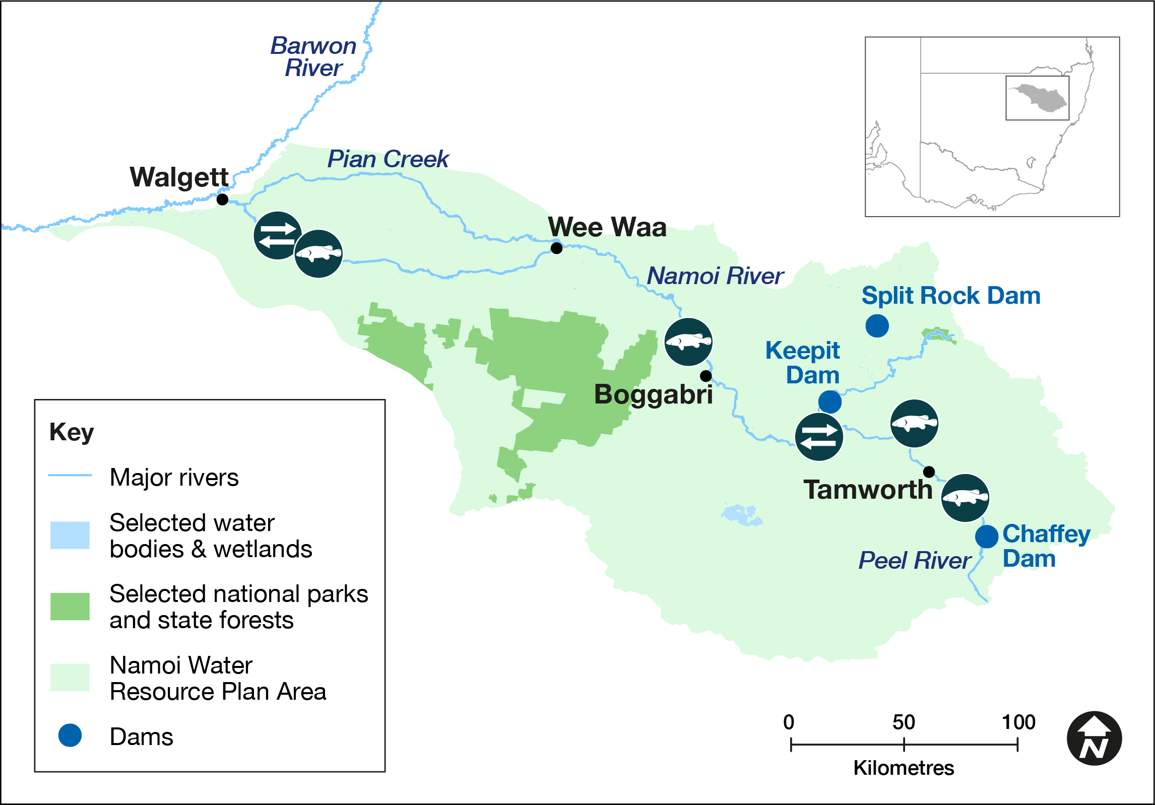 Map of the Namoi Water Resource Plan area 2022–23