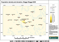 Figure 19: Population density and topography of Wagga Wagga and environs