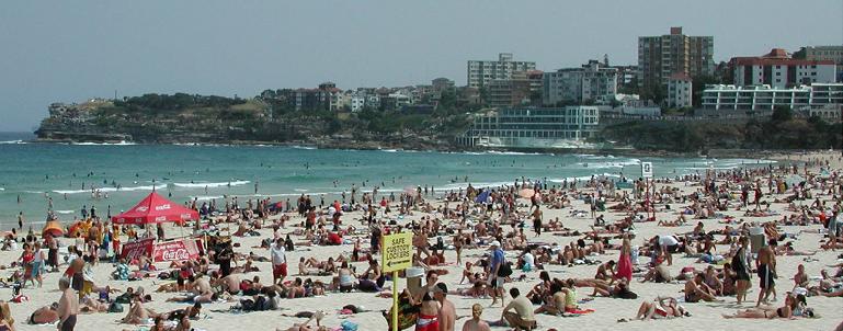 Crowds of people at Bondi Beach Crowds of people at Bondi Beach