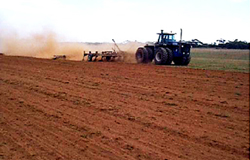 Ploughing of soil can bury groundcover and pulverise the soil making it susceptible to wind erosion