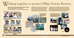 The other side of sign demonstrating Aboriginal culture, highlighting co-operative management and featuring personal stories from local Aboriginal people who are members of the current joint management committee