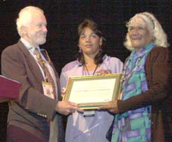 The award being accepted by Arakwal representatives Lorna Kelly and Yvonne Stewart at the IUCN Fifth World Parks Congress in Durban, South Africa