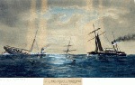 photo: Contemporary painting of collision. Courtesy: Clarence River Historical Society.