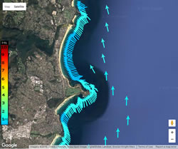 Low southerly waves in Sydney map