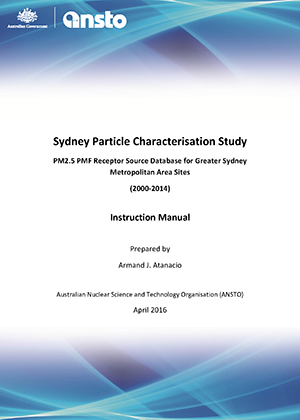 Cover for Sydney Particle Characterisation Study database instruction manual
