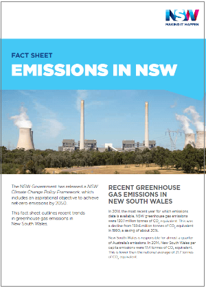 Emissions in NSW fact sheet cover