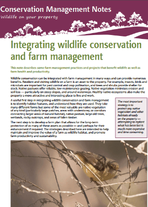 Integrating conservation and farm management: Conservation management notes cover