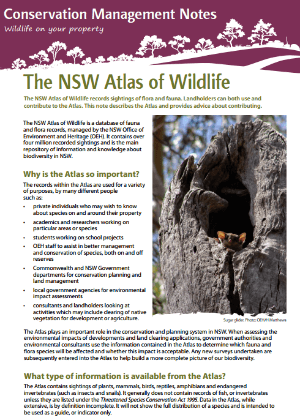 NSW Atlas of Wildlife: Conservation management notes cover