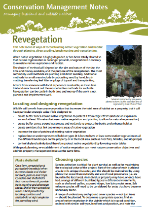 Revegetation: Conservation management notes cover