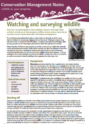 Watching and surveying wildlife: Conservation management notes cover