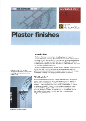 Plaster finishes cover