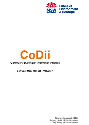Cover for CoDii: Community DustWatch information interface Software User Manual – Volume 1