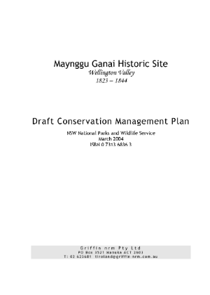 Maynggu Ganai Historic Site Draft Conservation Management Plan cover
