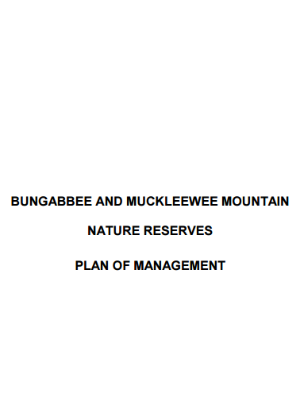 Bungabbee and Muckleewee Mountain Nature Reserves Plan of Management cover