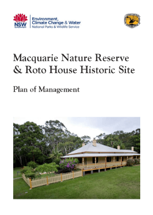 Macquarie Nature Reserve and Roto House Historic Site Plan of Management cover