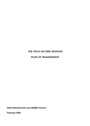 The Rock Nature Reserve Plan of Management cover