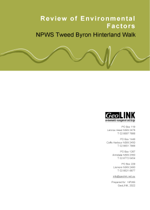 Tweed Byron Hinterland Trails review of environmental factors cover