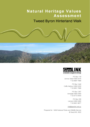 Tweed Byron Hinterland Trails natural heritage values assessment cover