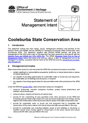 Cooleburba State Conservation AreaStatement of Management Intent cover
