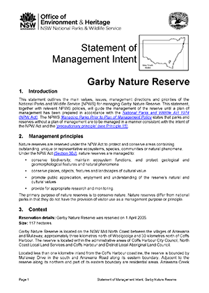 Garby Nature Reserve Statement of Management Intent