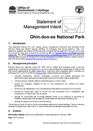 Ghin-doo-ee National Park Statement of Management Intent