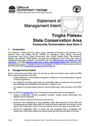 Tingha Plateau State Conservation Area Statement of Management Intent cover