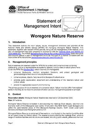 Woregore Nature Reserve Statement of Management Intent cover