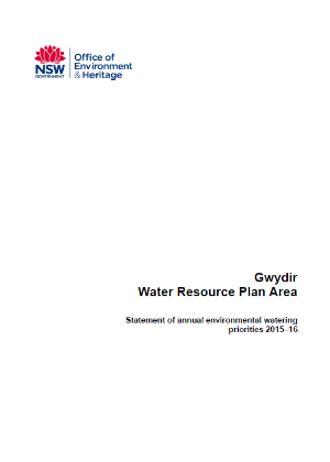 Gwydir annual water priority statement 2015-16 cover