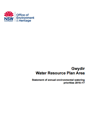 Gwydir Water Resource Plan Area Statement of annual environmental watering priorities 2016–17