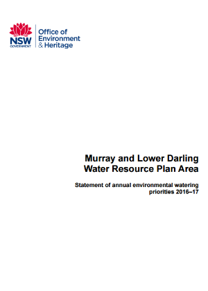 Murray and Lower Darling Water Resource Plan Area Statement of annual environmental watering priorities 2016–17