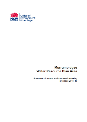 Murrumbidgee Annual Water Priority Statement 2015-16 cover