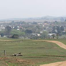 Landscape view of the historic township of Braidwood