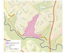 Map showing hazard reduction burn, Quarry Creek area, Lane Cove National Park