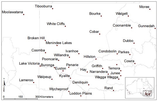 DustWatch node map of south eastern Australia