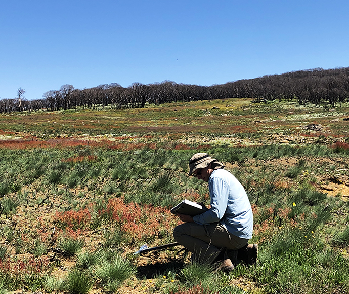 Soil Scientist, recording soil and landscape information for the Yarrangobilly Soil and Landscape Assessment Project