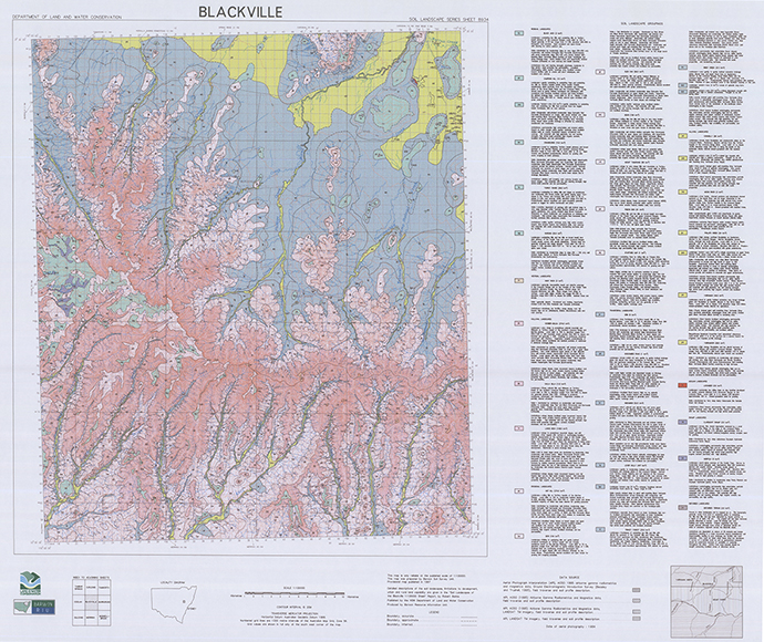 Soil landscape map of the Blackville 1:100 000 sheet.