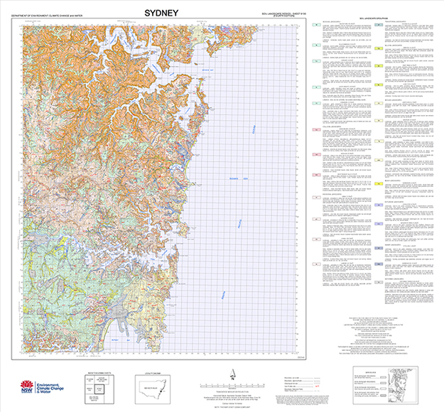 Soil landscape map of the Sydney 1:100 000 sheet.