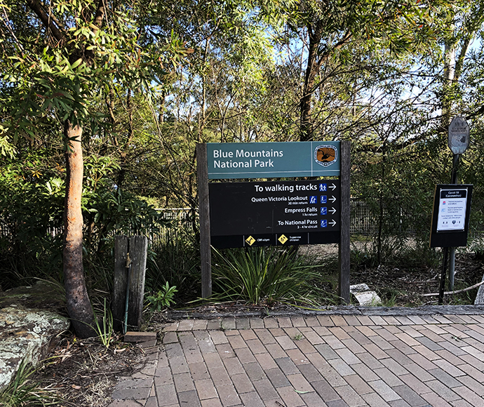 Popular walking track entrance from the Conservation Hut precinct