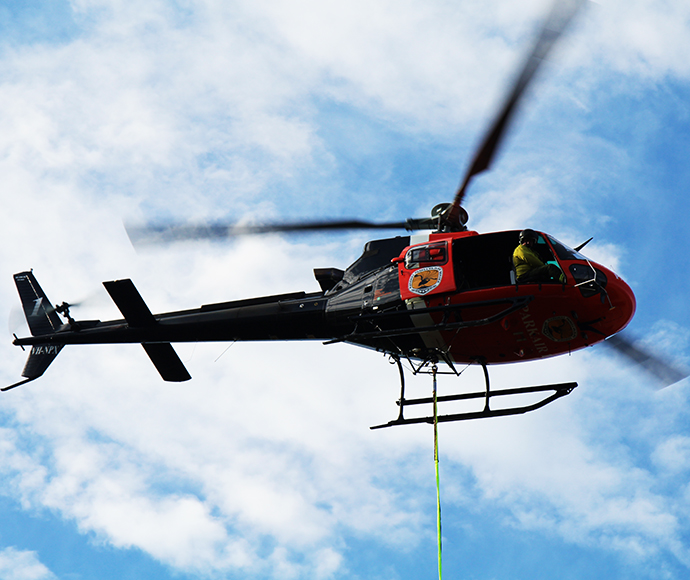NPWS helicopter lifting materials in for Stage One, Bouddi Coastal Walk Upgrade.