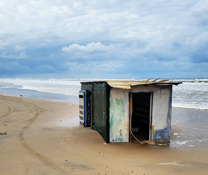 Shipping container on Shark Bay beach in Bundjalung National Park