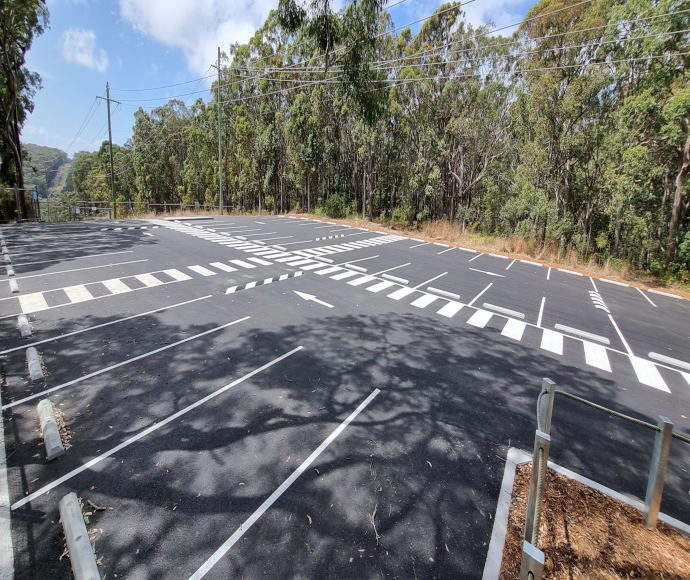 Newly completed Glenrock State Conservation Area car park with line markings